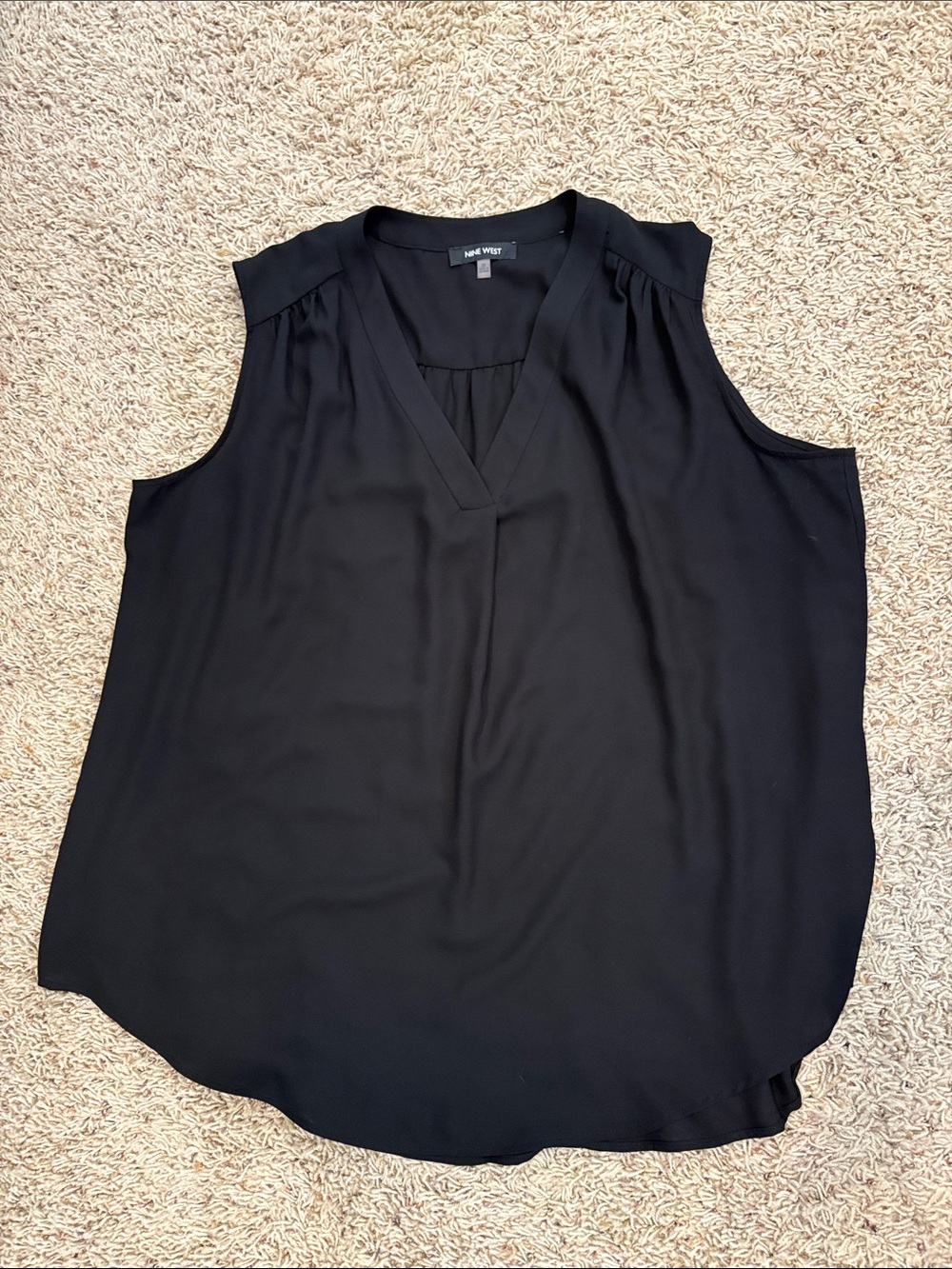 Nine West Black Sleeveless V-Neck Camisole Blouse